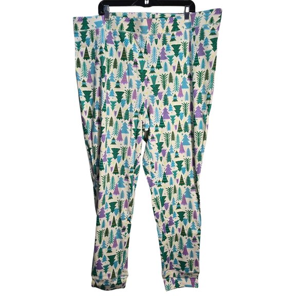 NWT | Festive Christmas Tree Print 2 Piece Pajama Set Loungewear | 3XL - Picture 4 of 5